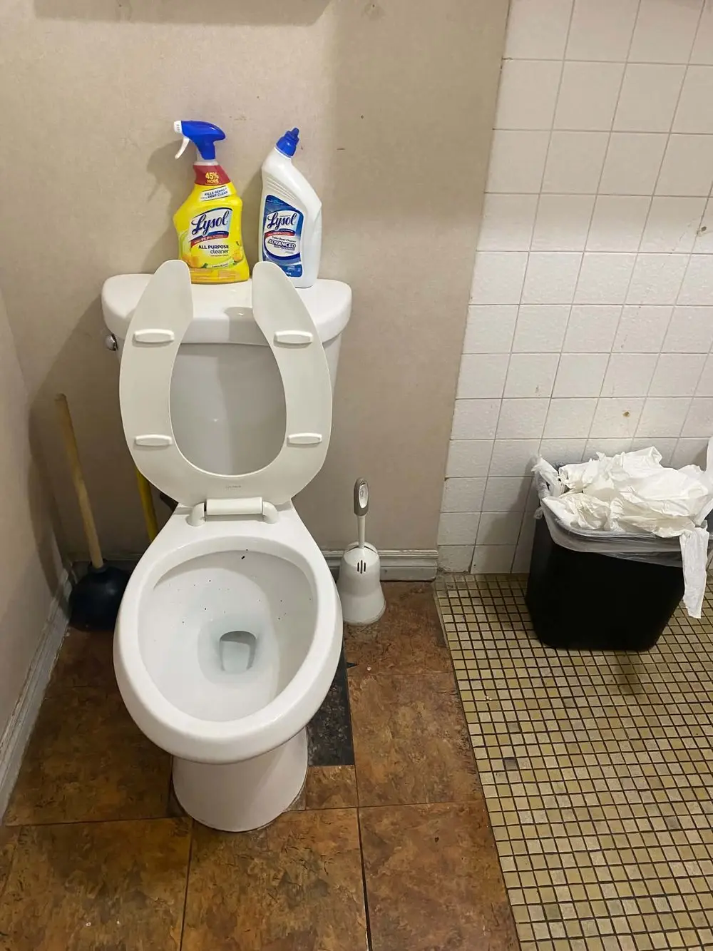 Restroom before cleaning